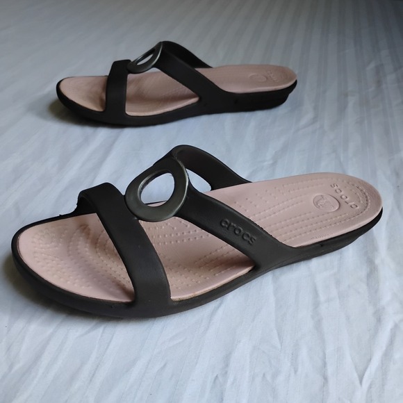 Crocs Sandals  9 Sanrah Circle Slide Slip On Casual Travel Beach - Picture 1 of 12